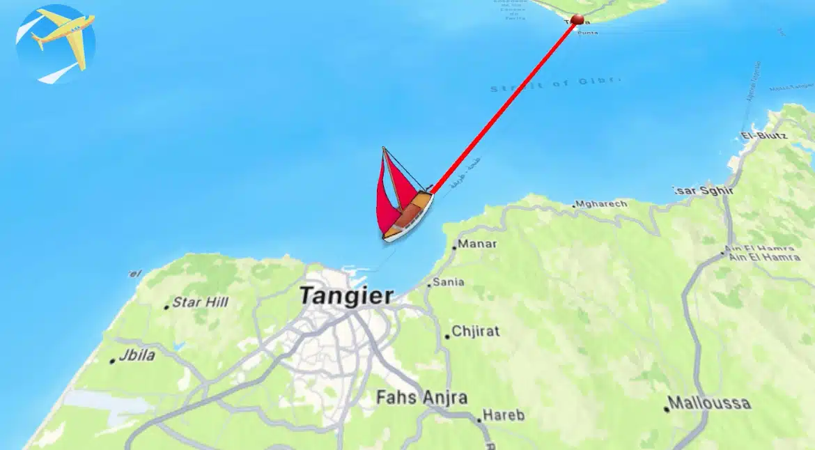 Tarifa to Tangier ferry route map