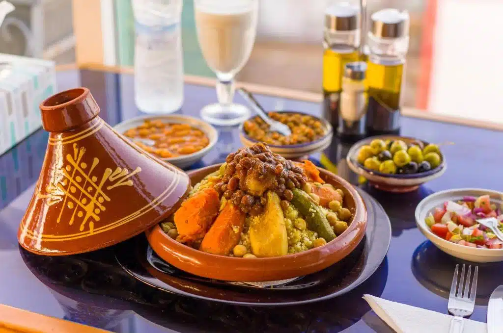 Traditional Moroccan meal on a guided Tangier day tour